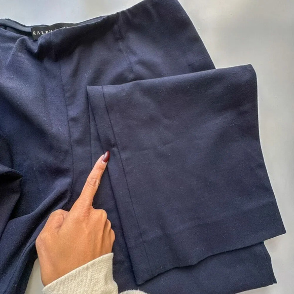 Ralph Lauren Black Label Stretch Wool Textured Trouser Blue Pants Womens 10 - Picture 7 of 15